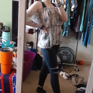 Off the shoulder floral blouse